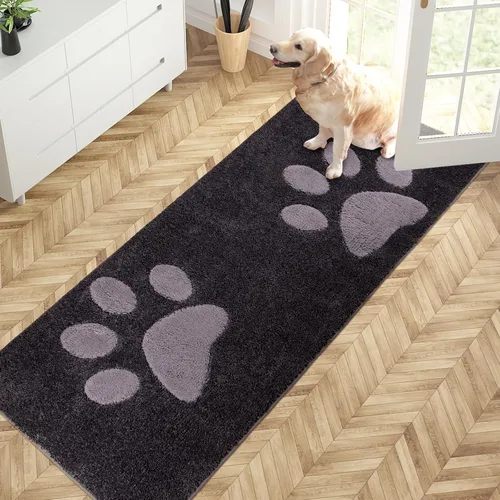Miniatura 45 de PURRUGS Tapete para puerta que atrapa la suciedad, 32 x 70 pulgadas, antideslizante, lavable a máquina, tapete de microfibra para entrada, tapete