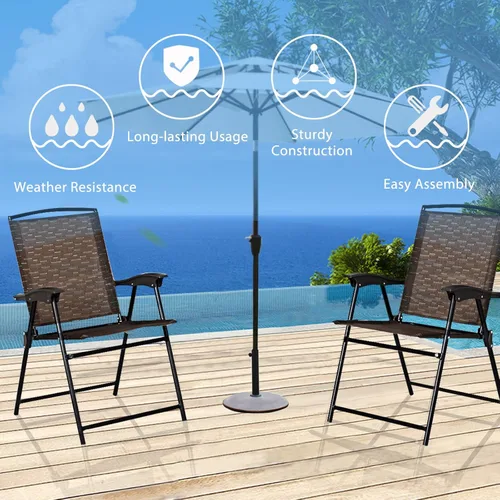 Miniatura 5 de KOTEK Juego de 3 muebles de exterior con mesa redonda y 2 sillas plegables, mesa de vidrio templado, mesa de bistró y sillas para balcón, porche