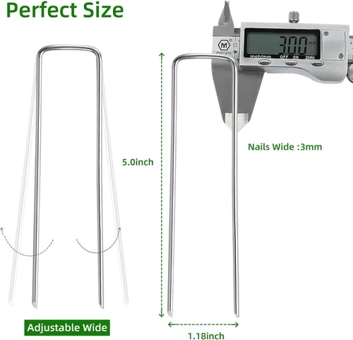Miniatura 3 de Paquete de 30 Grapas para Césped, Grapas Premium para Paisajismo de Jardín, Estacas Galvanizadas de Calibre Resistente, Estacas de Carpa