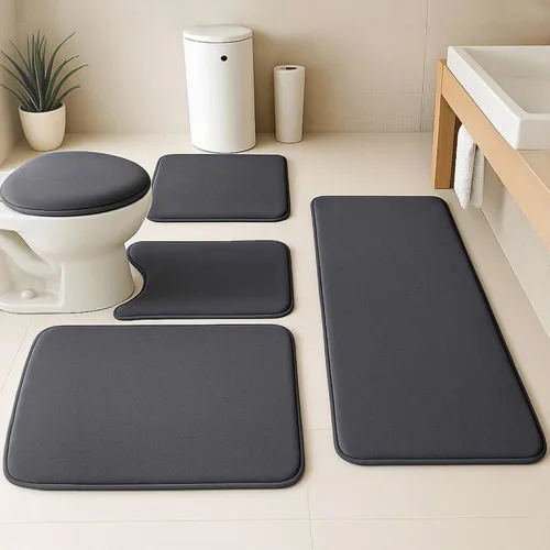 Miniatura 15 de Alfombra de baño de lujo – 1 pieza de alfombrilla de baño de espuma viscoelástica, antideslizante y ultrasuave, altamente absorbente, fácil