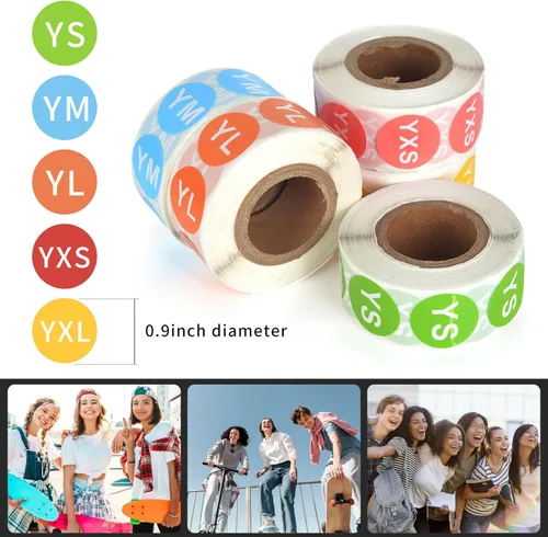 Miniatura 2 de 2500 calcomanías de tamaño de ropa juvenil, etiquetas adhesivas redondas, diámetro circular, 0.9 pulgadas, etiquetas de tamaño de ropa, etiquetas