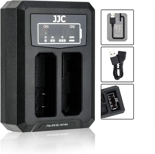 EN-EL14 EN-EL14a Cargador de batería dual cable USB integrado, compatible con Nikon D3500 D3400 D3300 D3200 D3100 D5600 D5500 D5300 D5200 D5100