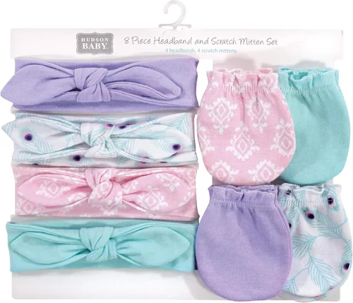 Miniatura 73 de Hudson Baby Conjunto de diadema de algodón y manoplas para rascar para bebé