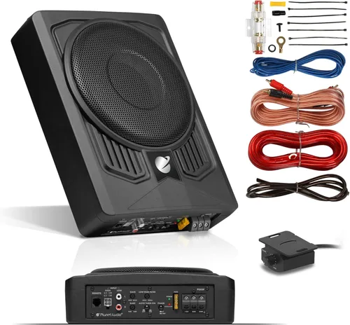 Planet Audio P8AWK Subwoofer para Automóvil Alimentado de Perfil Bajo de 8 Pulgadas Bajo el Asiento - 800 Watts de Alta Potencia, Amplificador