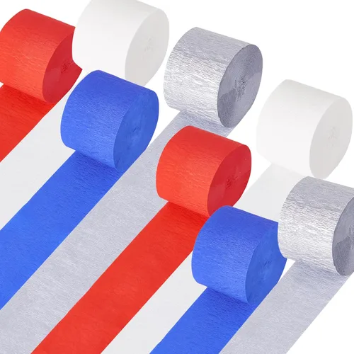 Miniatura 13 de Kit de serpentinas de papel crepé, 8 rollos de 656 pies, negro, morado, azul, verde, a granel para decoración de videojuegos, fiestas, cabina