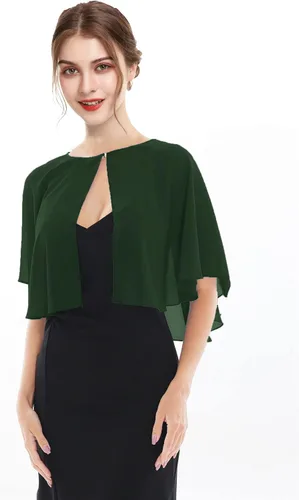 Miniatura 2 de Capelet de gasa para mujer, capas suaves, chales y envolturas para vestido de noche, capa de boda