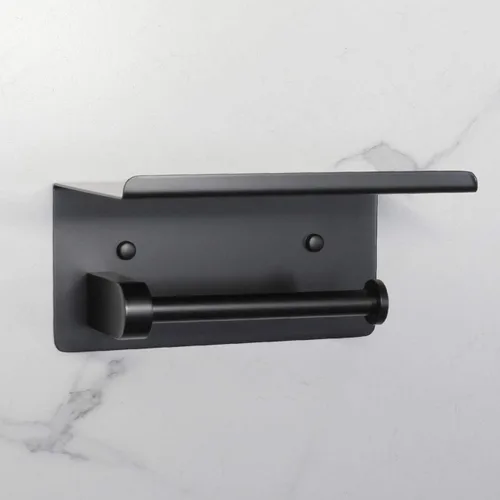Miniatura 4 de Soporte de papel higiénico con estante negro mate, accesorios de baño, decoración SUS 304 de acero inoxidable moderno soporte para toallas de papel