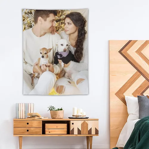 Miniatura 6 de OHORTEB Tapiz vertical personalizado con foto y nombre, colgante de pared personalizado para bodas, cumpleaños, día del padre, día de la madre