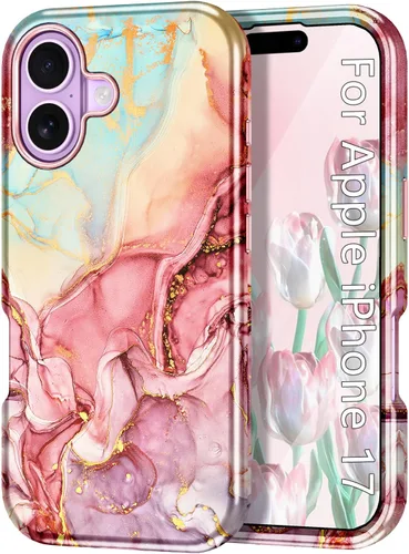 Miniatura 23 de CASEFIV Funda compatible con iPhone 11, patrón de mármol 3 en 1, resistente a prueba de golpes y caídas, cuerpo completo, policarbonato duro