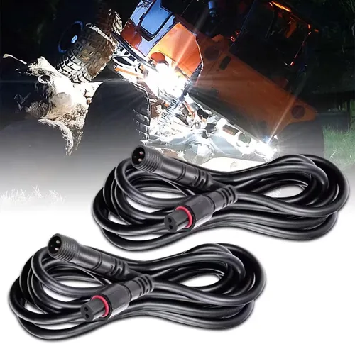 LEDMIRCY Cable de Extensión para Luces LED de Roca Cable de Alambre de 2 Pines Impermeable 2PCS 5ft 22AWG con Conectores Macho a Hembra Tuerca de