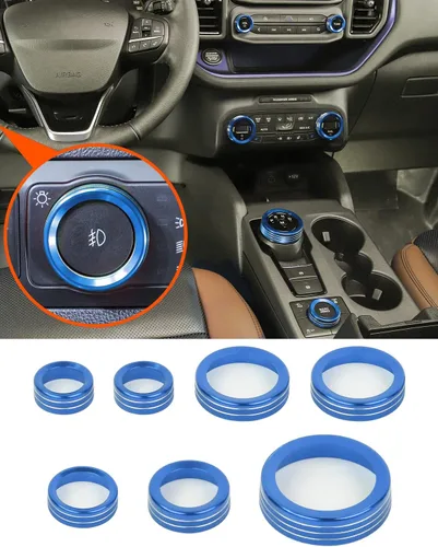 Miniatura 16 de Savadicar CKT01 Billet - Juegos de molduras de perillas de control de aluminio billet, faros/4WD/HVAC, biseles de anillos de perillas de control