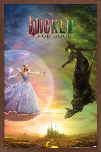 Miniatura 17 de Wicked: For Good (2025) - Póster de pared de una hoja de burbujas, 22.4 pulgadas de largo x 14.7 pulgadas de ancho, versión enmarcada de madera