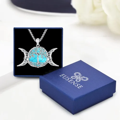 Miniatura 57 de Joyas de turquesa para mujeres y hombres de plata de ley 925 con colgante de urna para cenizas, collar con medallón de imagen, martillo de Thor