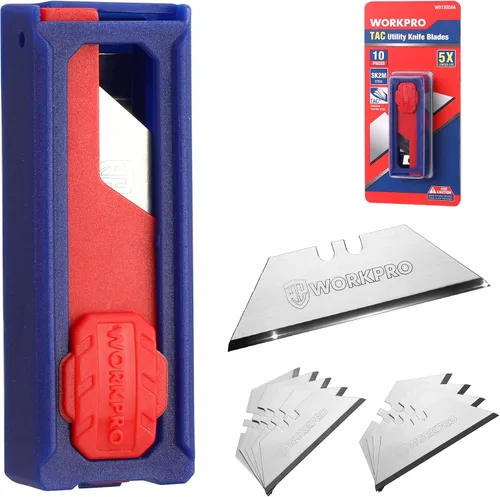 Miniatura 7 de WORKPRO - Cuchillas de cuchillo utilitario premium, SK2M con revestimiento de diamante TAC, paquete de 10 cuchillas de repuesto con dispensador