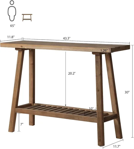 Miniatura 2 de HOKYHOKY Mesa consola de madera maciza recuperada, mesa de entrada de granja de 43.3 pulgadas, mesas de sofá estrechas detrás del sofá, mesas