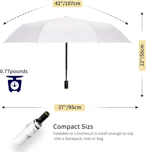Miniatura 67 de Cuby Paraguas UV compacto plegable paraguas ligero portátil manual paraguas de viaje para resistente a la lluvia y 99% de protección UV con Negro