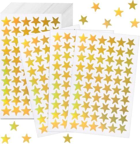 Miniatura 9 de 2400 calcomanías de estrellas para niños – Calcomanías holográficas de estrellas de recompensa para tabla de comportamiento, escuela, aula