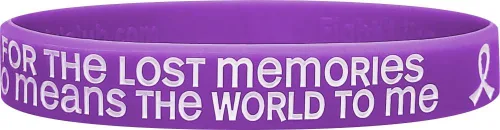 Miniatura 5 de Fight Like a Girl Paquete de 10 pulseras con texto en inglés "I Wear Purple for The Lost Memories of Someone Who Means The World To Means The World