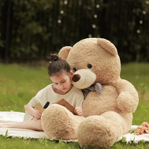 Miniatura 3 de Poutmac Oso de Peluche Gigante de 47 Pulgadas Animal de Peluche Marrón Gran Oso de Peluche Regalo de San Valentín para Novia Animales de Peluche