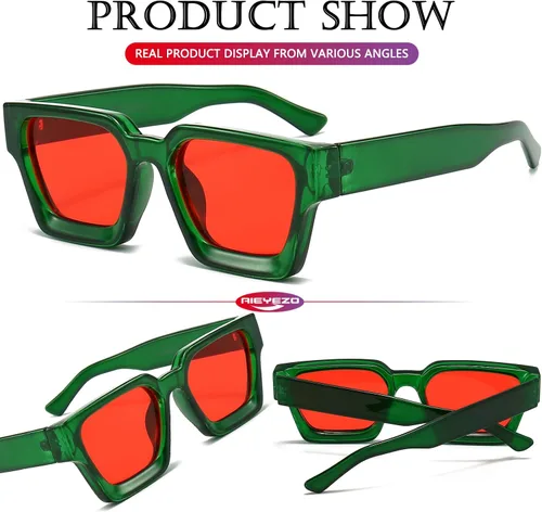 Miniatura 101 de AIEYEZO Gafas de sol cuadradas para mujeres y hombres, gafas de sol cuadradas con montura gruesa, estilo de diseñador simple