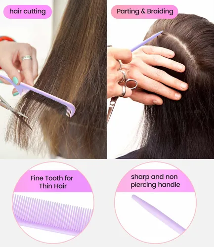 Miniatura 3 de Juego de 6 peines profesionales para el cabello para mujeres y hombres, cola de rata, peines de dientes anchos y finos para cabello rizado
