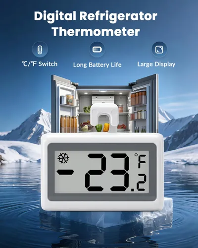 Miniatura 2 de Termómetro digital para refrigerador, termómetro para nevera y congelador con pantalla LCD grande, medidor de temperatura magnético del congelador