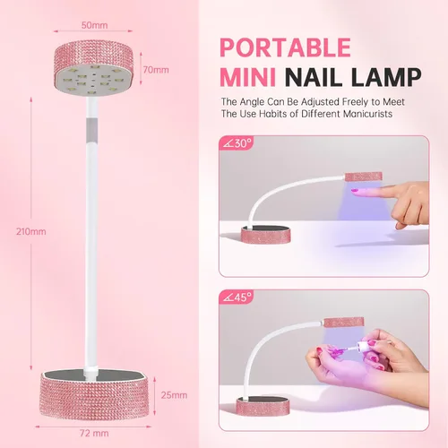 Miniatura 7 de Lámpara de uñas LED UV, mini luz UV para esmalte de uñas de gel, secador de uñas LED recargable, secado rápido, lámpara de uñas UV para el hogar