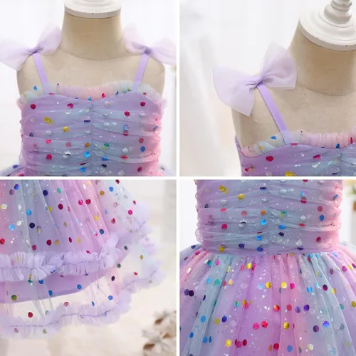 Miniatura 93 de IMEKIS Vestido de princesa de cumpleaños para niña pequeña, confeti brillante, bohemio, arco iris, pastel, sesión de fotos, traje para 1-6T