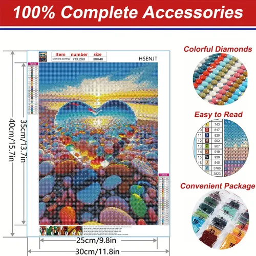 Miniatura 2 de Kits de Pintura de Diamante de Mariposa HSENJT para Adultos, Kits de Arte de Diamante 5D de Playa DIY, Pintura de Diamante DIY para Decoración