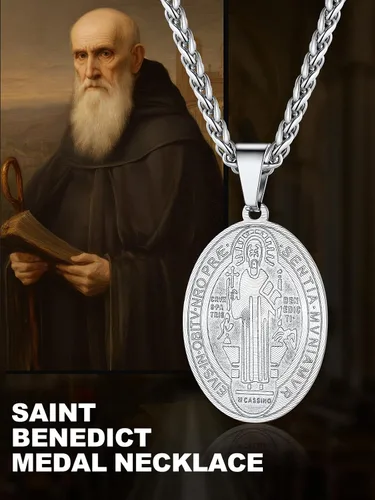 Miniatura 77 de U7 Saint Benedict/Michael Medal Necklace, 316L Stainless Steel Virgin Mary Necklace for Men Women, Bible Verse Protection Necklace Catholic