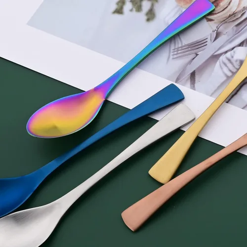 Miniatura 4 de Cucharas negras mate, cucharas pequeñas de postre de 6.0 pulgadas, mini cucharas de acero inoxidable 18/10 para café, helado, pudín, yogur, cucharas