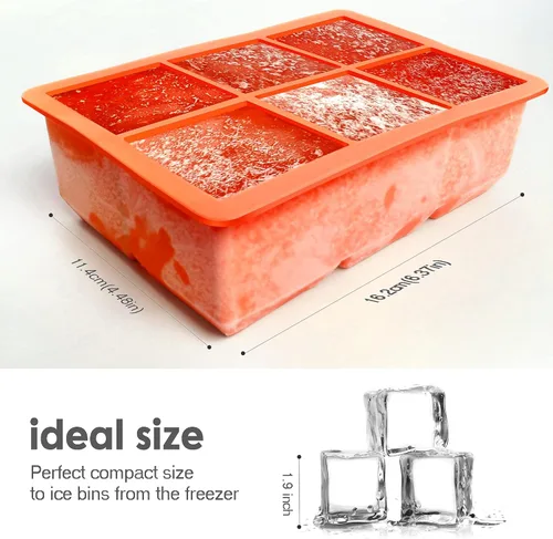 Miniatura 3 de Excnorm Bandejas de silicona para cubitos de hielo, paquete de 3, moldes de silicona para cubitos de hielo de gran tamaño con tapa extraíble a