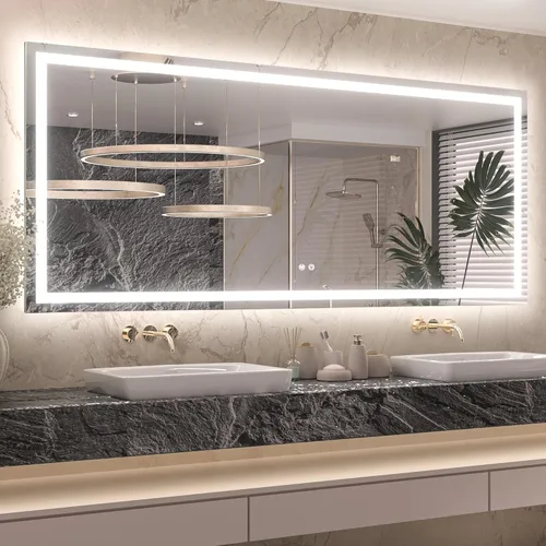 Miniatura 25 de Keonjinn - Espejo de baño LED de 24x32 pulgadas con luz, iluminación frontal y trasera, espejos iluminados para la pared del baño con luces