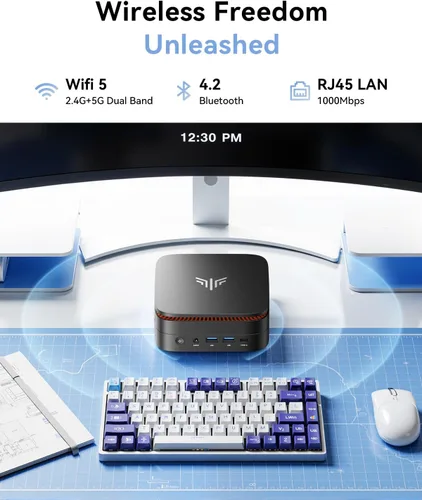 Miniatura 7 de KAMRUI Mini PC Pinova P1, AMD Ryzen 4300U (Beats i3-10110U/3500U), 16 GB RAM 256 GB SSD, mini computadora de escritorio triple 4K, USB-C, WiFi