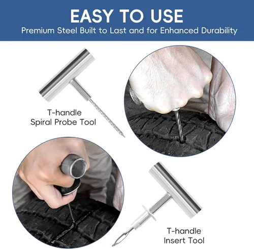 Miniatura 4 de PINKJOY Juego de 2 kits de tapones para neumáticos con tapones, 36 piezas para reparación de pinchaduras de neumáticos planos de coche, motocicleta