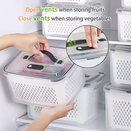 Miniatura 5 de BOICHU Recipientes de almacenamiento de frutas para refrigerador, 5 tamaños de bayas, para refrigerador, mantiene fresco con coladores y tapas