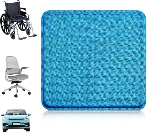 Miniatura 10 de Cojín de asiento de gel refrescante, diseño de panal transpirable que absorbe los puntos de presión, para silla de oficina, asiento de automóvil
