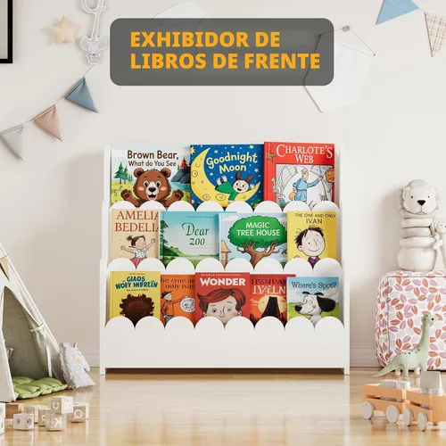 Miniatura 5 de SpaceAid Estantería festoneada de 3 niveles, estantería Montessori para niños pequeños, estante organizador de libros de madera, muebles de Negro
