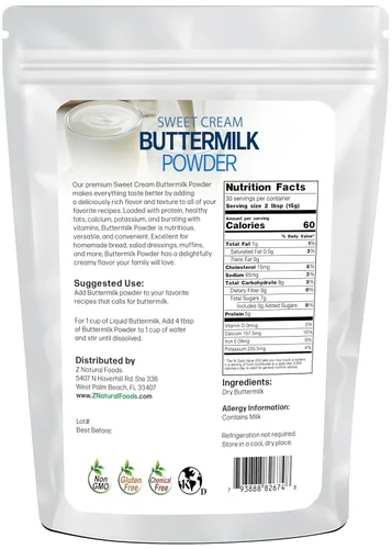 Miniatura 2 de Z Natural Foods - Crema dulce suero de leche en polvo-100% natural- Sin gluten- Suero seco sin OGM- 1 libra