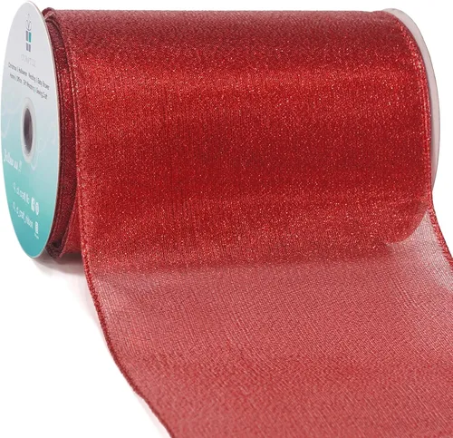 Miniatura 16 de Cinta con alambre metálica dorada champán de 2.5 pulgadas x 10 yardas para decoración del hogar de Navidad, lazo para decoración de árbol, envoltura
