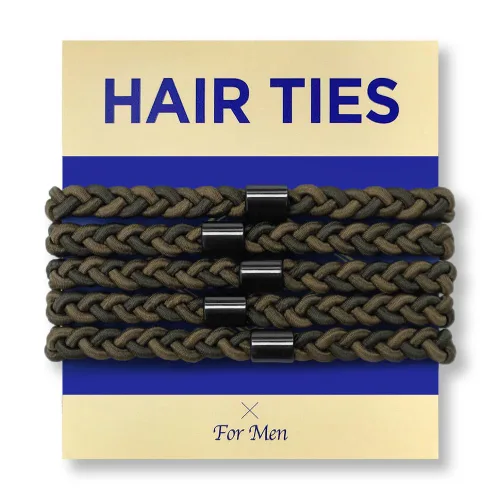 Miniatura 8 de HAVHAF Lazos trenzados para el cabello para hombres, para moños, rizados, gruesos, densos, elásticos para el cabello para chicos, sin daños y Negro