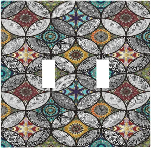 Miniatura 119 de Cubierta decorativa para interruptor de luz, diseño de pájaros y flores florales en blanco y negro, 2 bandas, cubierta decorativa para pared, placa