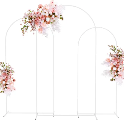 Putros Soporte de arco metálico Chiara para boda, juego de 3 soportes de fondo de arco cuadrado con arcos arqueados de 2.2 m, 2 m, 1.8 m para