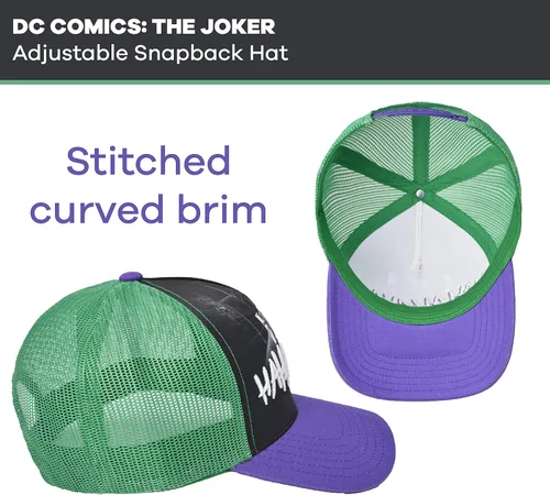 Miniatura 4 de Concept One DC Comics The Joker Raughing 3D Gorra ajustable de algodón Snapback para camionero, color verde, talla única