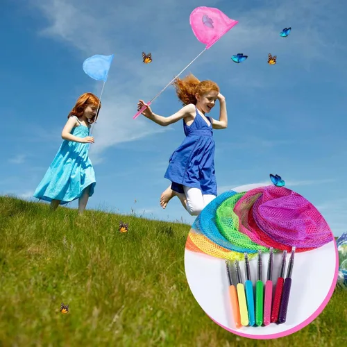 Miniatura 5 de KISEER Red de pesca telescópica colorida para niños, red de mariposa para atrapar insectos, insectos, juguetes de playa para niños al aire libre