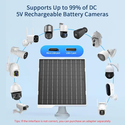 Miniatura 6 de Paquete de 2 paneles solares de 9 W, impermeable IP65, cargador de alta eficiencia con cable USB-C de 10 pies y adaptador micro USB, funciona