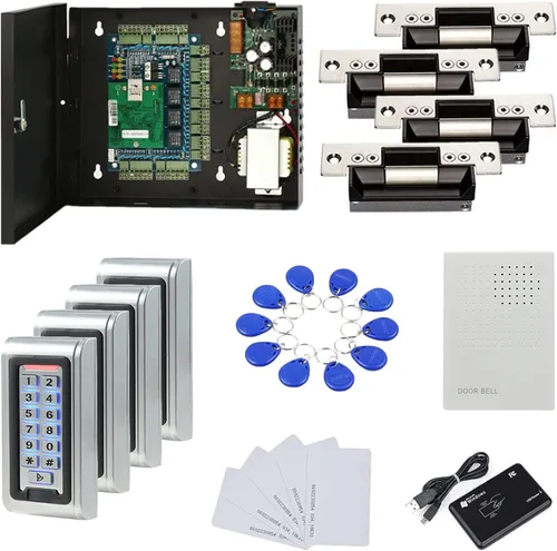 Lector de teclado de metal resistente al agua Standard North American Strike Lock TCPIP 4 puertas Sistemas de control de acceso 110-240V caja de