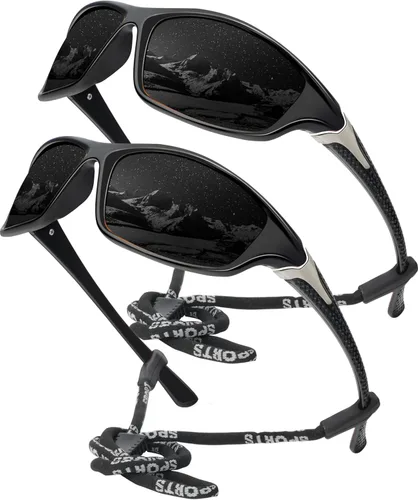 Miniatura 13 de KALIYADI 4 Pack Polarized Sunglasses-Men Sports Sun-glasses: Mens Sunglasses UV Protection for Fishing Driving Cycling A02-negro/azul hielo/rojo