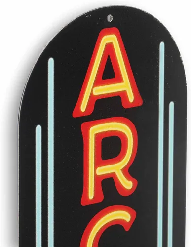 Miniatura 4 de Cartel de metal arqueado de juegos y premios de arcade – Cartel arcade vintage para sala de juegos, cueva de hombre o habitación de adolescentes