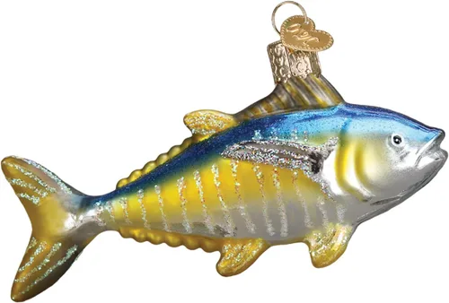 Miniatura 18 de Old World Christmas - Adorno de vidrio soplado de lubina de boca chica para árbol de Navidad, decoración festiva artesanal, colección de peces